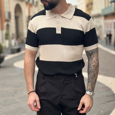 Polo in maglia a strisce nere 3.0 - FLAG STORE